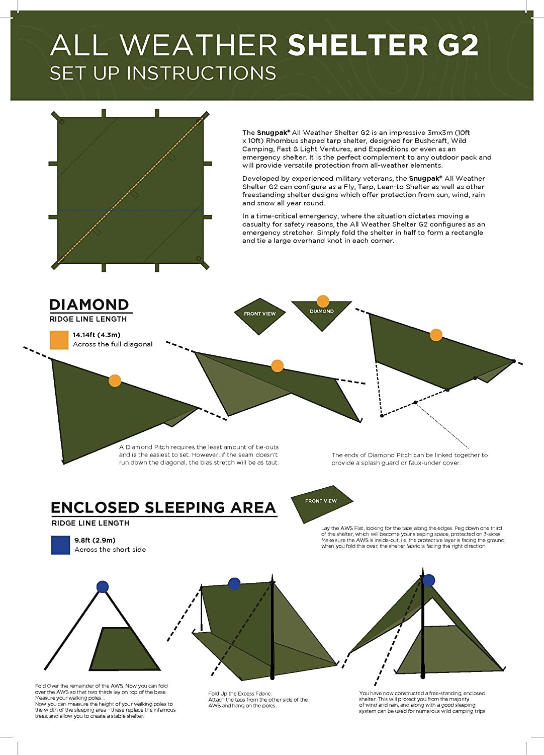Snugpak All Weather Shelter G2, Multi-Purpose, Waterproo